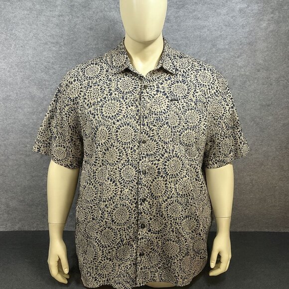 Volcom Mens XXL Short Sleeve Button-Up Shirt Beige/Black - Picture 1 of 7